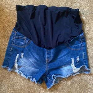 SHEIN Maternity Distressed Denim Shorts - L